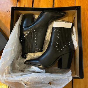 Kenneth Cole Black Leather West Side Bootie Studs Rb
